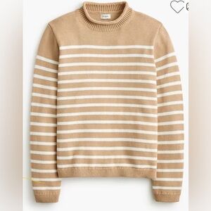 J. Crew Factory Mock neck Striped Tan and White Sweater